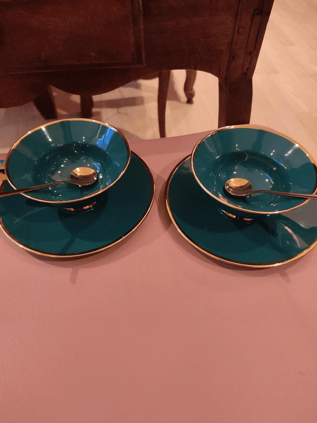 Duo tasse verte or